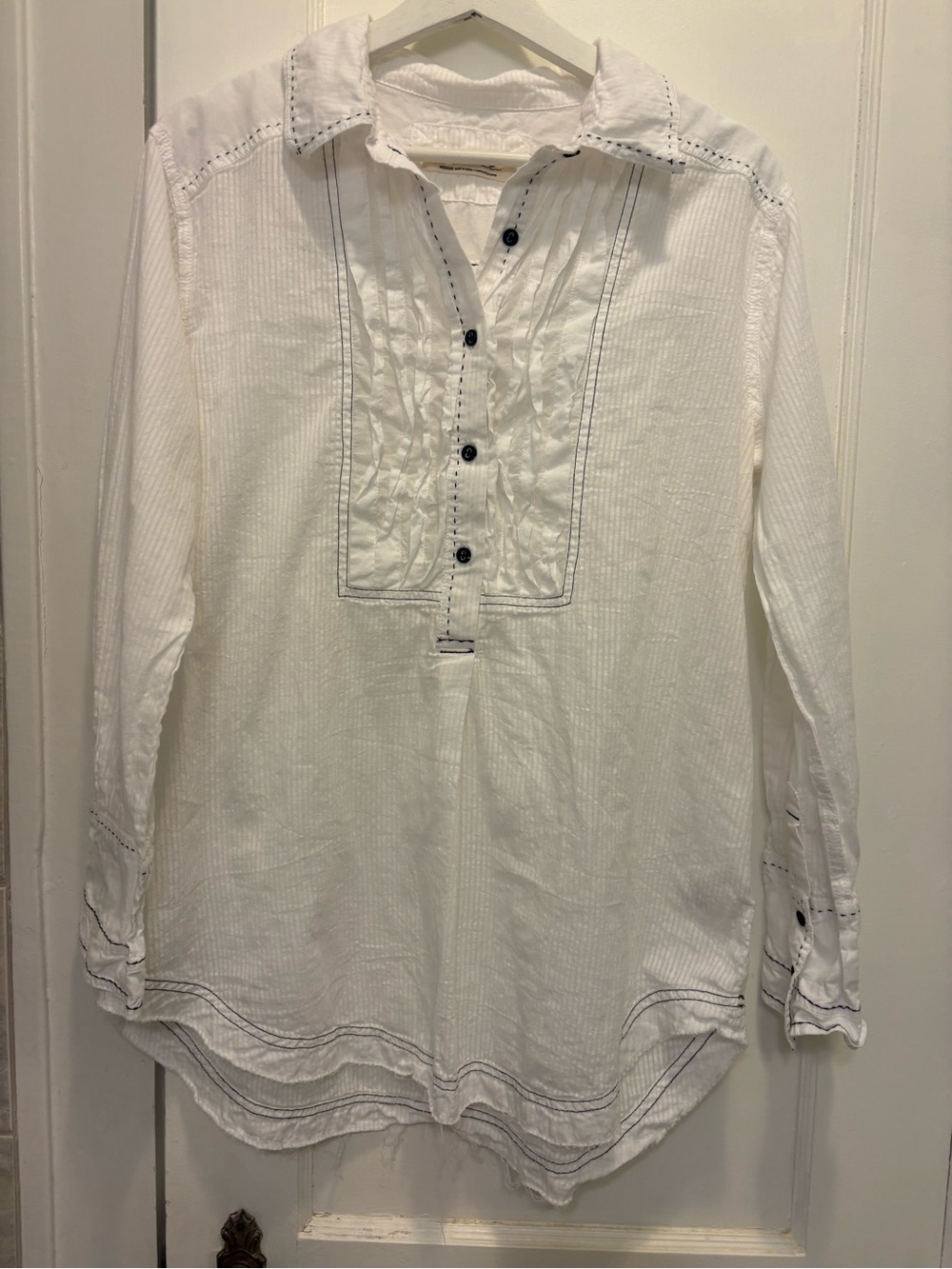 Free People / We the Free black tie tux button up shirt in white